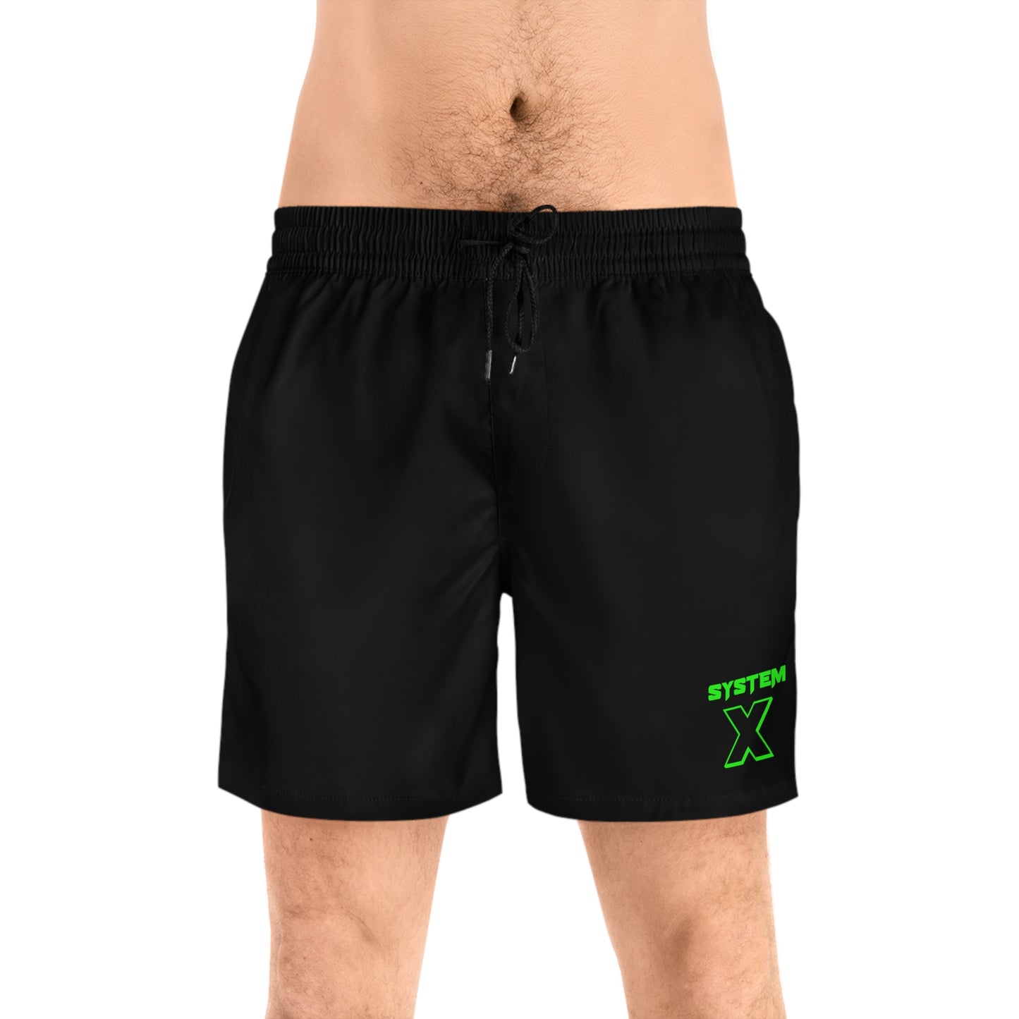 System X Men's Mid-Length Swim Shorts (AOP) Blk/Grn