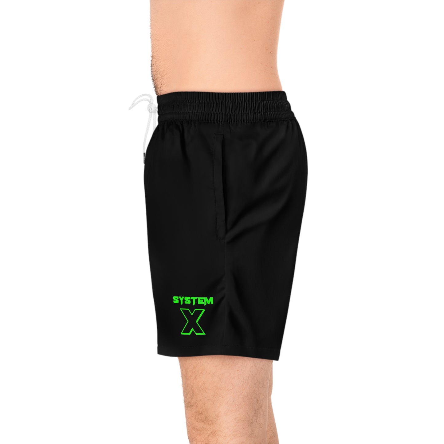 System X Men's Mid-Length Swim Shorts (AOP) Blk/Grn