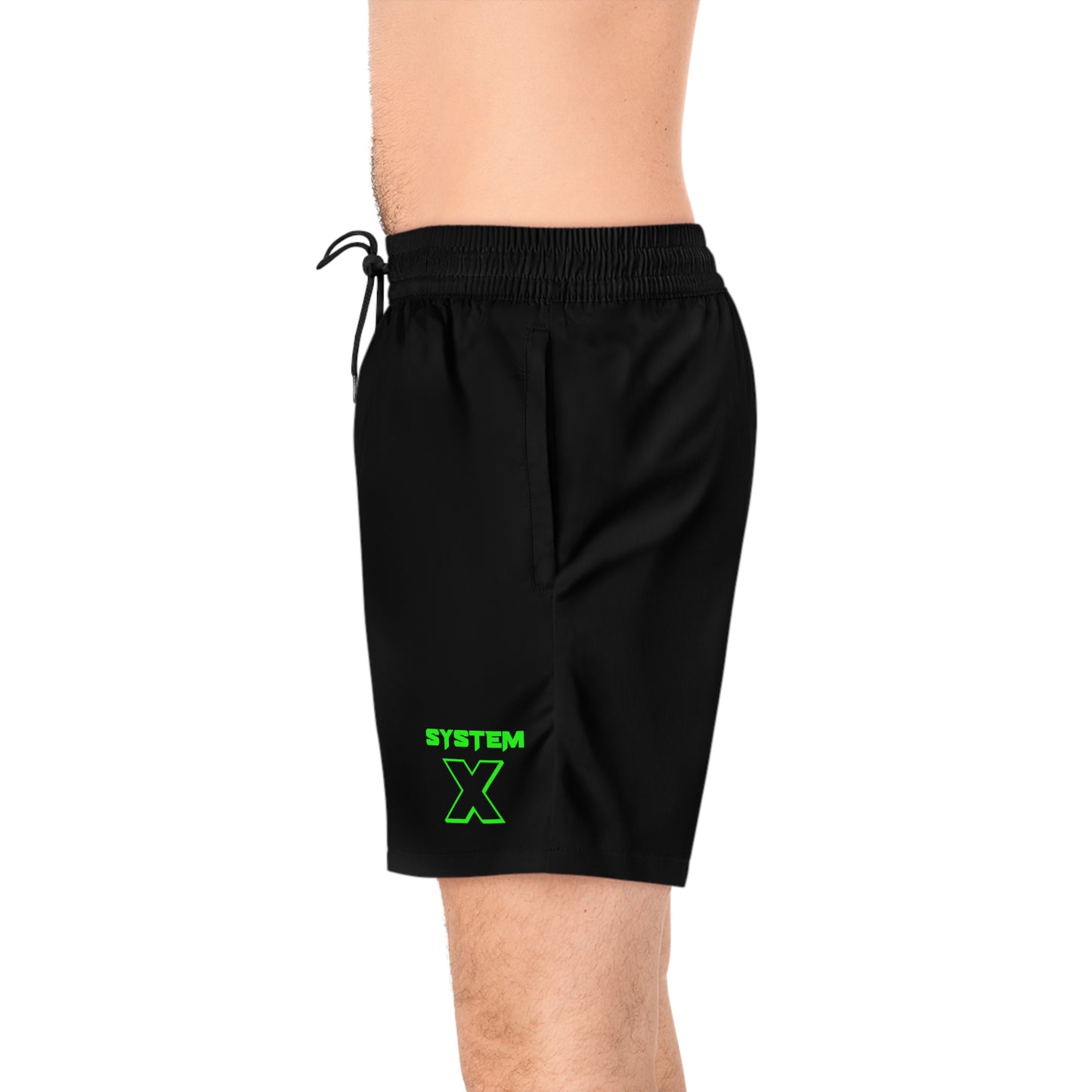 System X Men's Mid-Length Swim Shorts (AOP) Blk/Grn