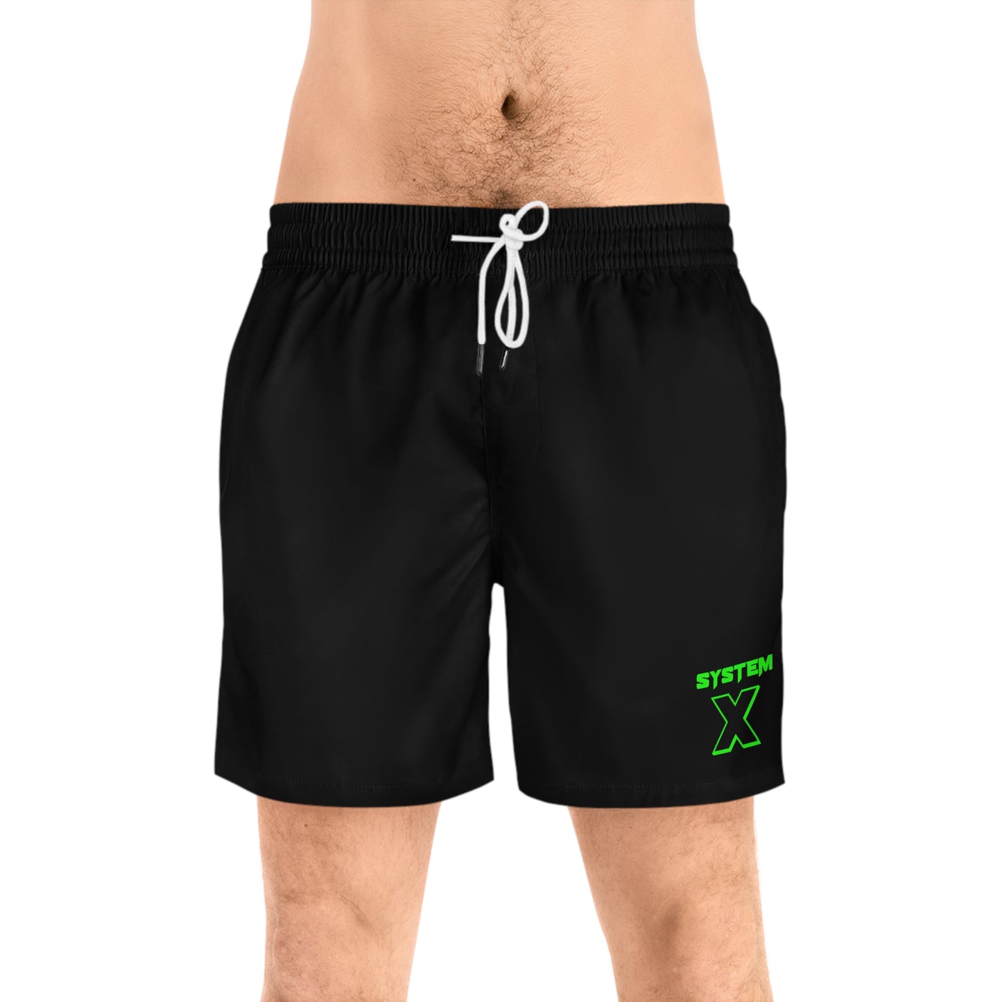 System X Men's Mid-Length Swim Shorts (AOP) Blk/Grn